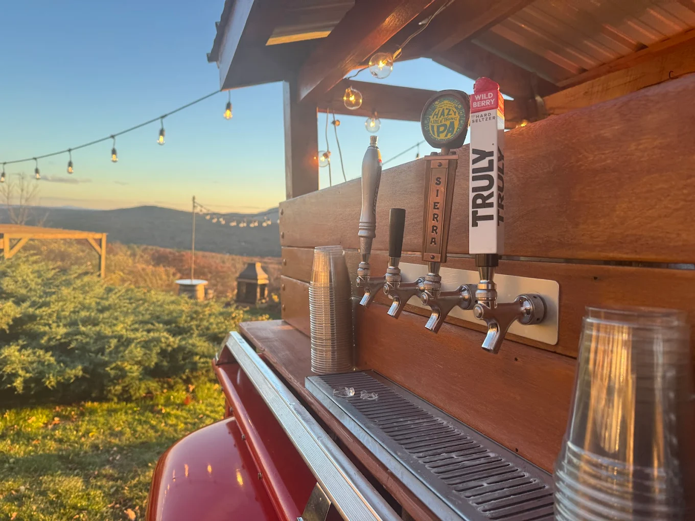 Vintage Cocktail tap truck bar with sunset views